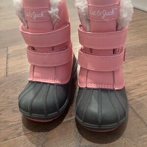 Cat & Jack Pink and Gray Kids' Snow Boots size 7